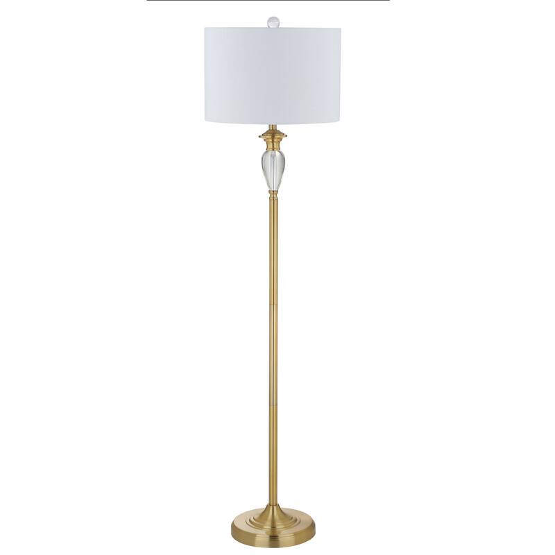 Adalyn 60" Crystal / Metal LED Floor Lamp, Brass Gold/Clear by JONATHAN Y - Brass Gold/Clear - 60" H x 15" W x 15" D