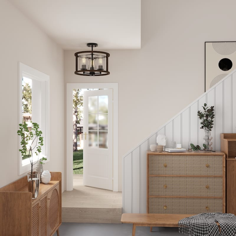Moulins 3-light Modern Farmhouse Semi-Flush Mount Ceiling Lights with UL Certified - 15''