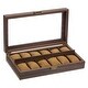 preview thumbnail 2 of 4, Multipurpose Watch Box 12 Slots with Clear Top Wood Watch Display Case - Wooden Brown
