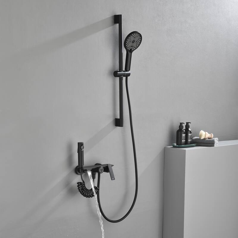 Shower Slide Bar System, 3-Function Handheld Shower Head with Spray Gun And Rough-In Valve