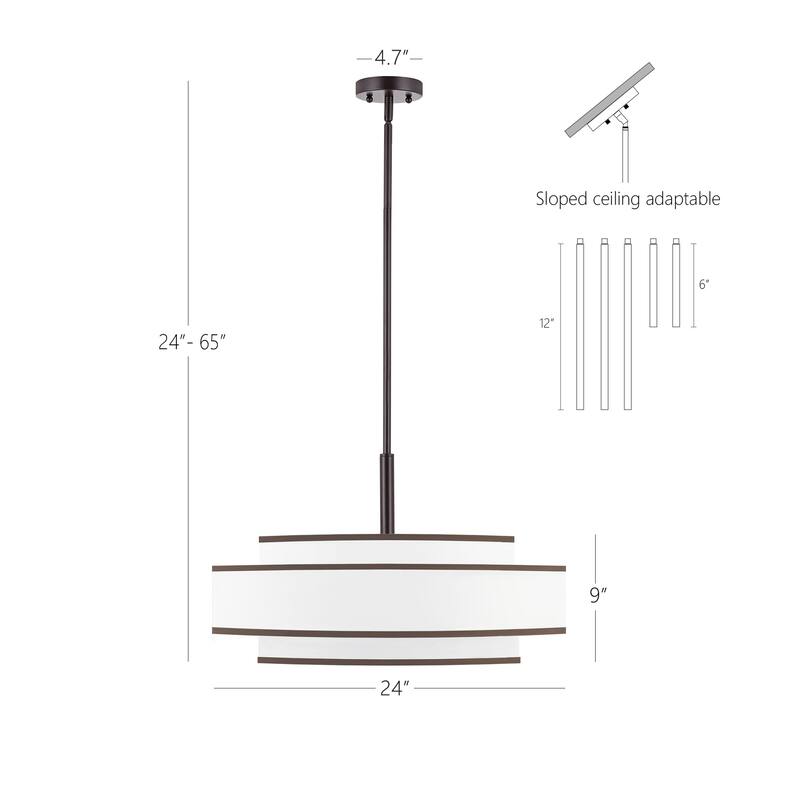 GetLedel 5-Light Double Shaded Dimmable Drum Chandelier