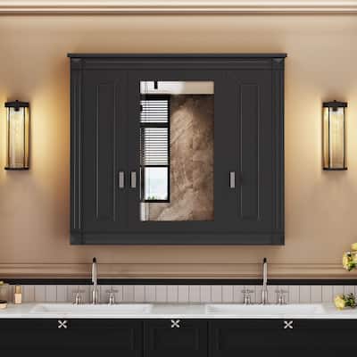 Wall-Mounted Medicine Cabinet with Mirror - Over-Toilet Storage with 4 Adjustable Glass Shelves - Space-Saving Bathroom Organize