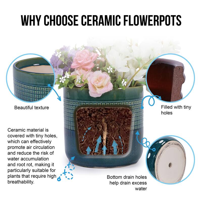 Handmade Ceramic Planters Pot, for Succulents Herbs and Small Plants