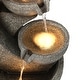 preview thumbnail 17 of 19, Glitzhome 32"H 4-Tiered Zen Pagoda Polyresin LED Lighted Outdoor Floor Water Fountain