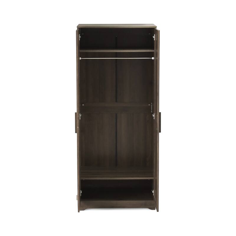 2-Door Wardrobe with Hanging Rods and Shelves - Spacious Bedroom Armoire Clothes Storage Cabinet, Folding Area and Hanging Area