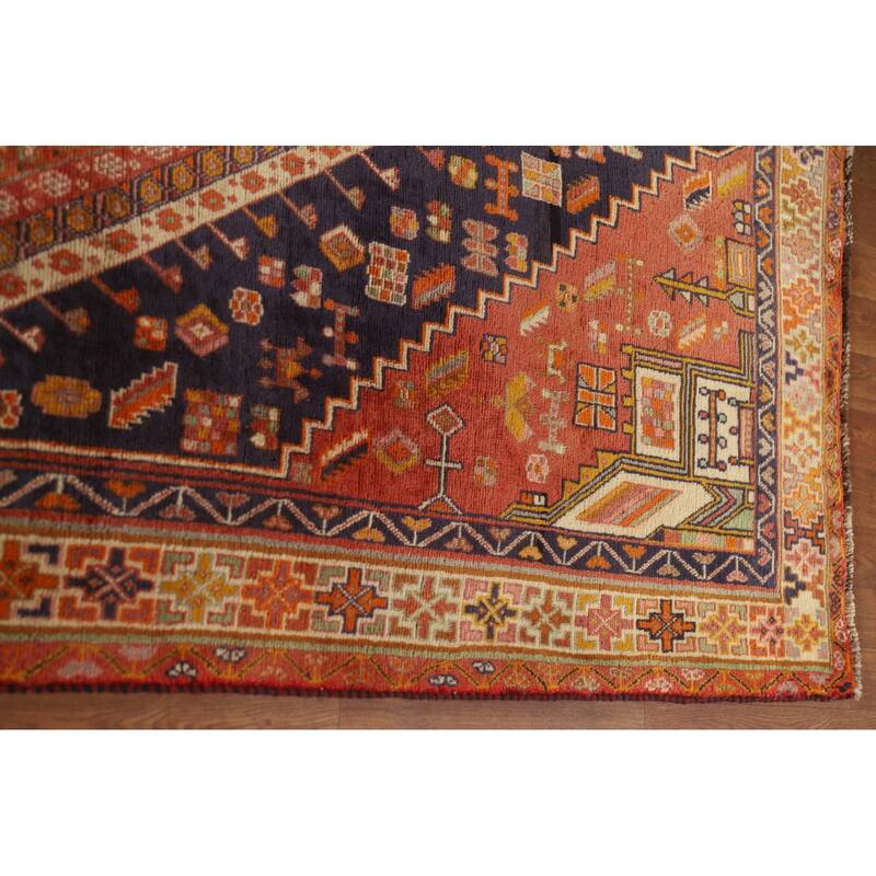 Vegetable Dye Abadeh Persian Vintage Area Rug Hand-Knotted Wool Carpet - 6'7"x 10'1"