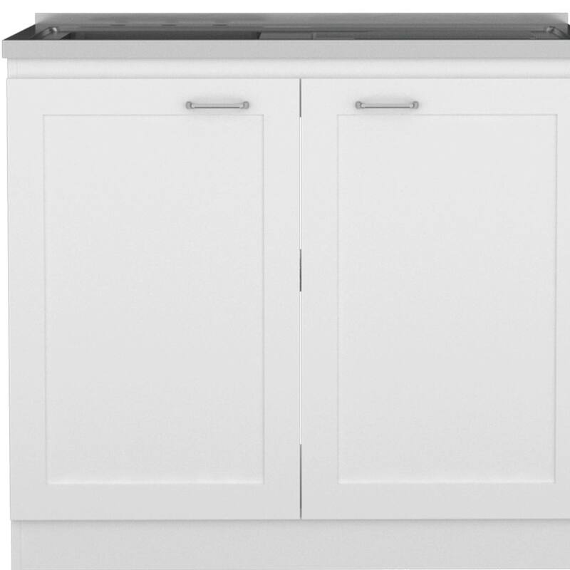 HomeRoots 42" Black and White Wood Accent Cabinet Set With Four Doors