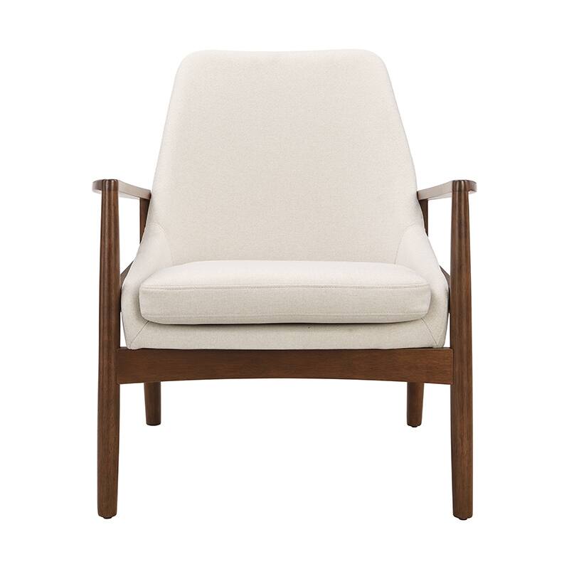 Pu Leather Accent Chair, Mid-Century Modern Armchair With Solid Wood Frame, Reading Leisure Chair With High Back