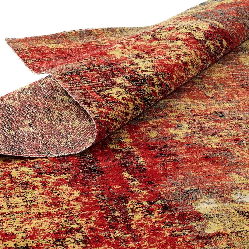 Porch & Den Pomeroy Red/Gold Abstract Indoor/Outdoor Area Rug