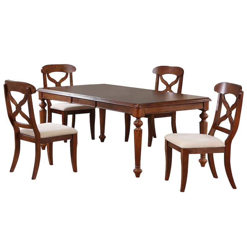 Extendable Dining Set - 5 Piece Rectangular Table & Chairs - Seats 8 - Art Deco Style