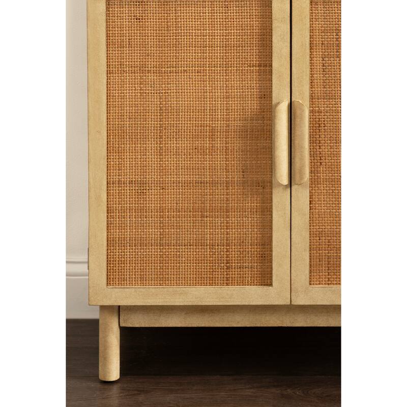 Kate and Laurel Ori Rattan Accent Floor Cabinet - 30x15x31