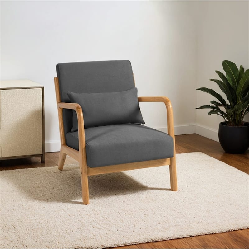 Leisure Chair with Solid Wood Armrest and Feet,Modern Accent Sofa