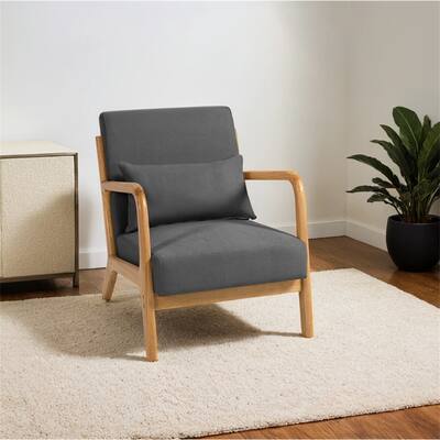 Leisure Chair with Solid Wood Armrest and Feet,Modern Accent Sofa