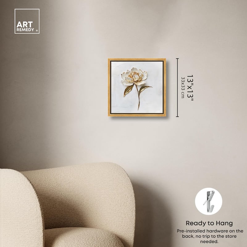 Simple Golden Peonie Canvas by Art Remedy
