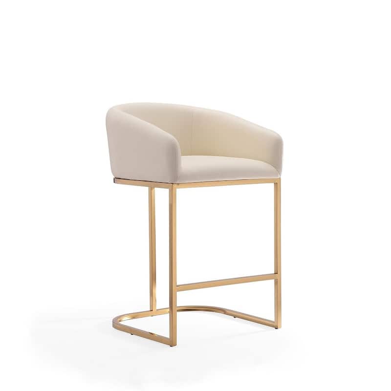 Manhattan Comfort Louvre 36 in. Titanium Gold Stainless Steel Counter Height Bar Stool (Set of 2)