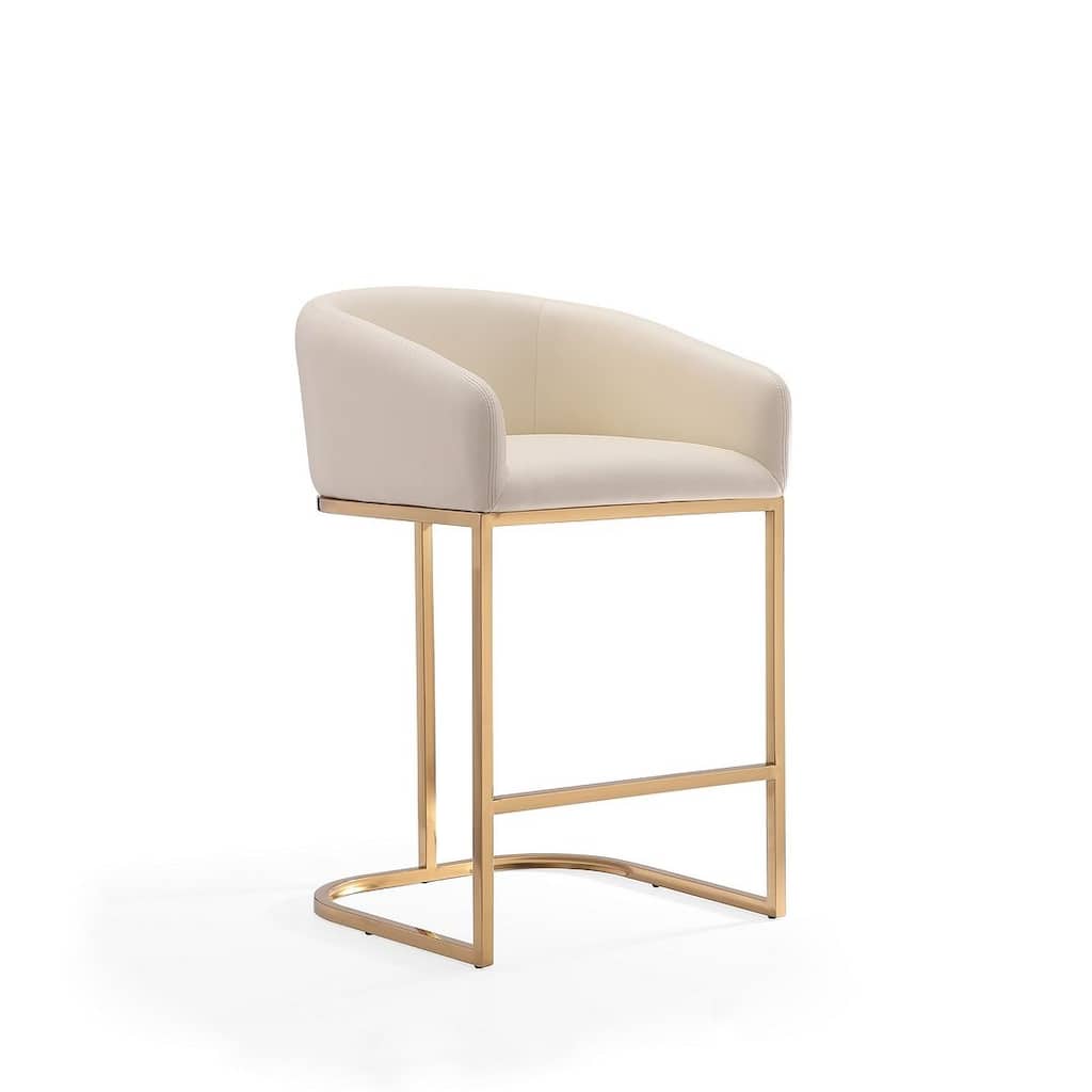 Manhattan Comfort Louvre 36 in. Titanium Gold Stainless Steel Counter Height Bar Stool