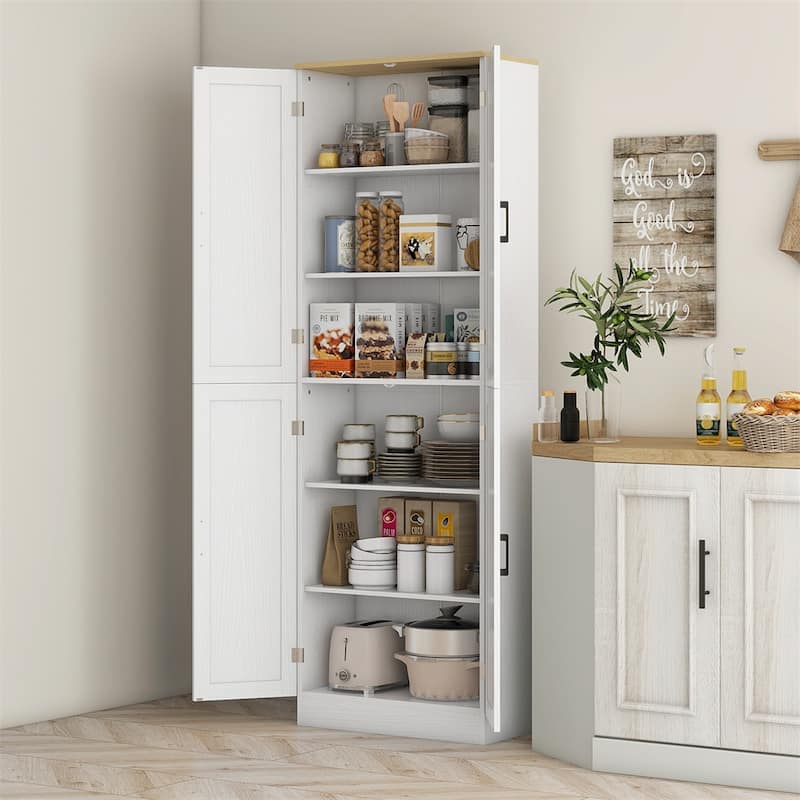 67" Freestanding Kitchen Pantry,4-Door Storage Cabinet Organizer