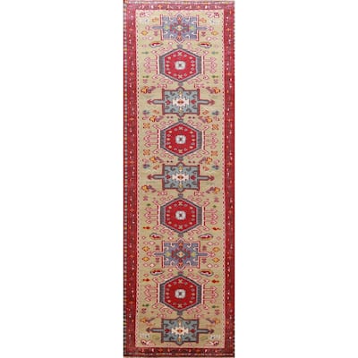 Hand Knotted Oriental 100% Wool Carpet Transitional Geometric Green Khotan Runner Rug - 9' 11'' X 2' 6''