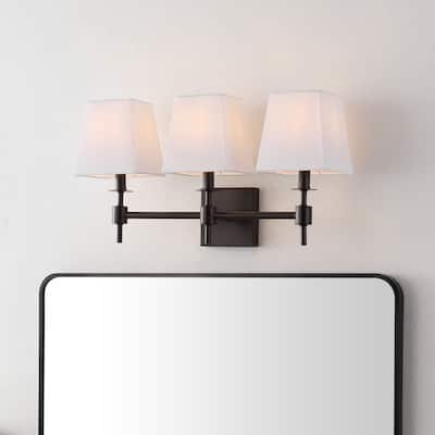 SAFAVIEH Lighting Clelia 3-light 21-inch Fabric Shade Wall Sconce (LED Bulbs Included) - 7.3 in. W x 5.5 in. D x 11.3 in. H