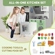 preview thumbnail 4 of 6, Green Play Kitchen with Realistic Lights & Sounds, Wooden Kitchen Playset, Idea Gift for Boys and Girls Ages 3+
