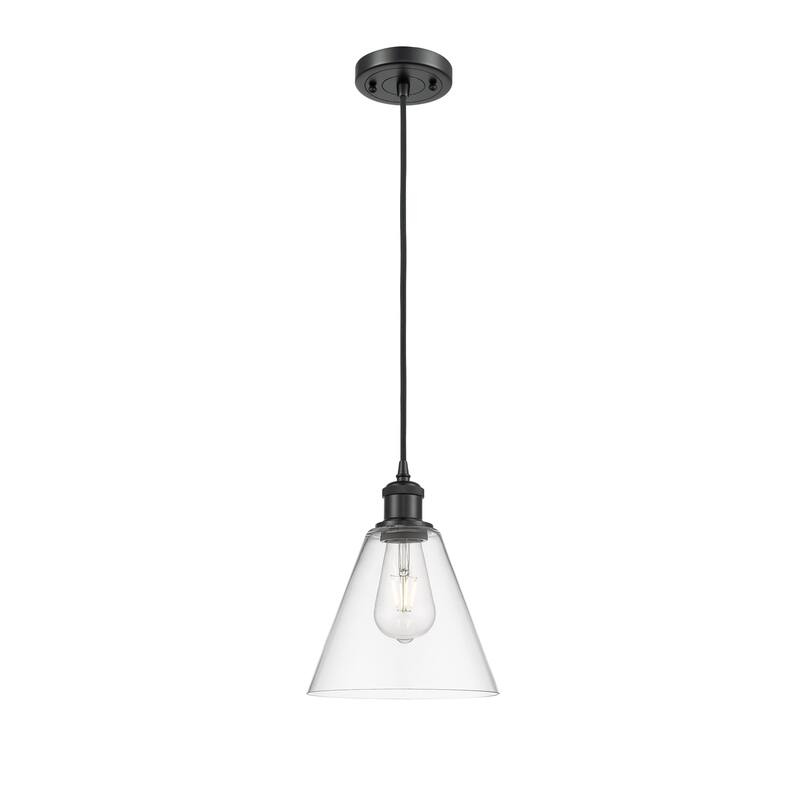 Innovations Lighting Ballston Berkshire 1 Light 8" Cord Hung Mini Pendant - Clear/Matte Black