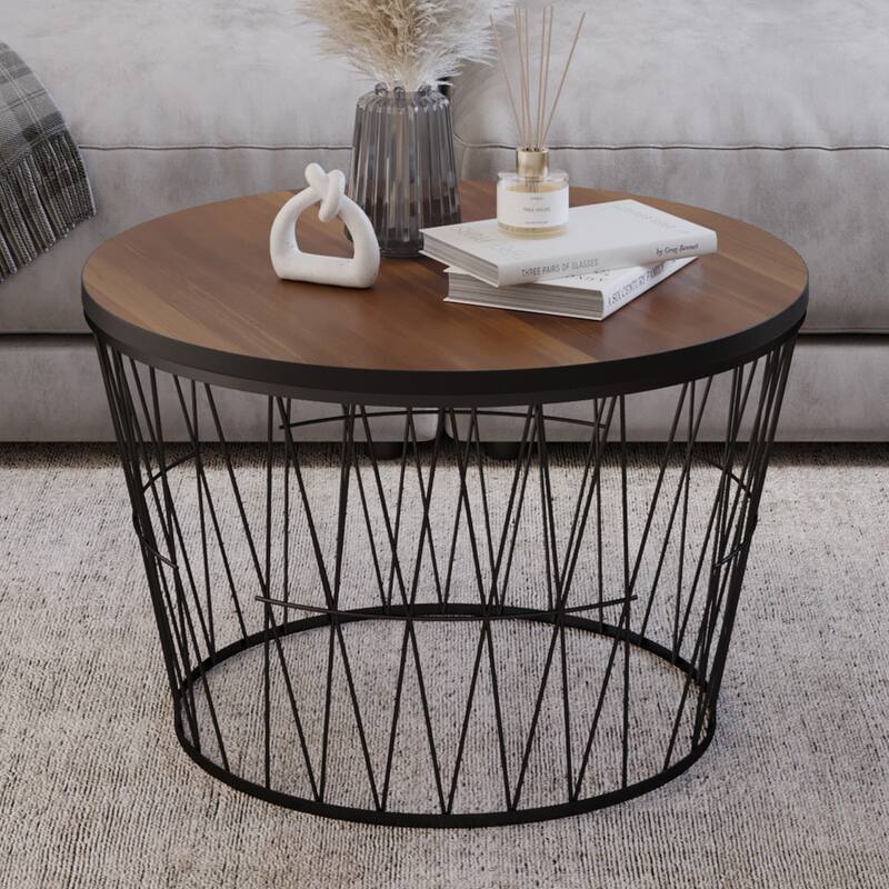 Lavish Home Geometric Coffee Table, Brown/Black