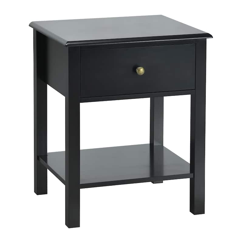 Modern End Table Nightstand with Storage Drawer - Black