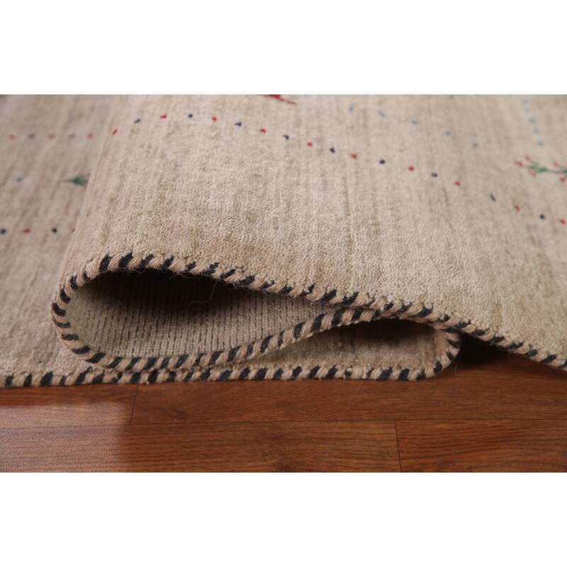 Striped Gabbeh Indian Area Rug Handmade Wool Carpet - 7'10"x 9'9"