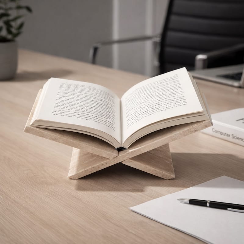 Decorative Travertine Book Stand - 18" - Tan - 18.25"