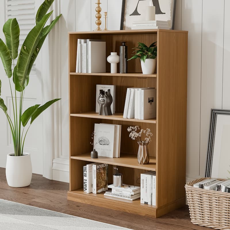 Doorless Wood Bookshelf Storage Cabinet Bookcase&Office Cabinet for Kitchen Bedroom Entryway Living Room Dinning Room - Natural - 49" x 31" x 16"