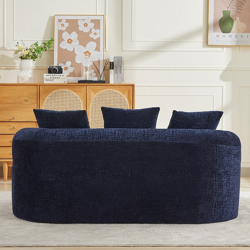 63.2" Modern Small Loveseat Sofa, Chenille Boneless Couch, Deep Seat Sofa with 3 Pillows