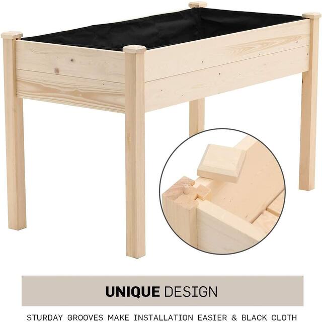 SUNCROWN Outdoor 4 ft Wooden Raised Garden Bed Elevated Planter Box