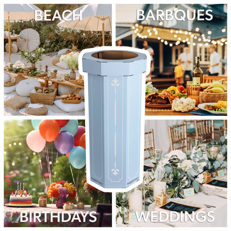 25-Gallon Disposable Cardboard Event Trash Can and Recycling Bin (Set of 2) - Bridal Blue