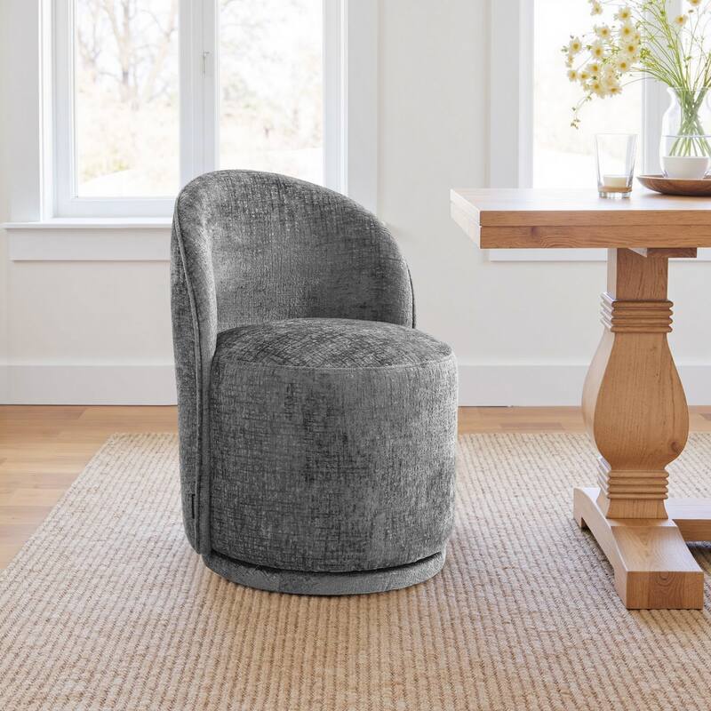 23" W Upholstered Swivel Side Chair for Dining Room, Balcony, Parlour - Grey-Chenille