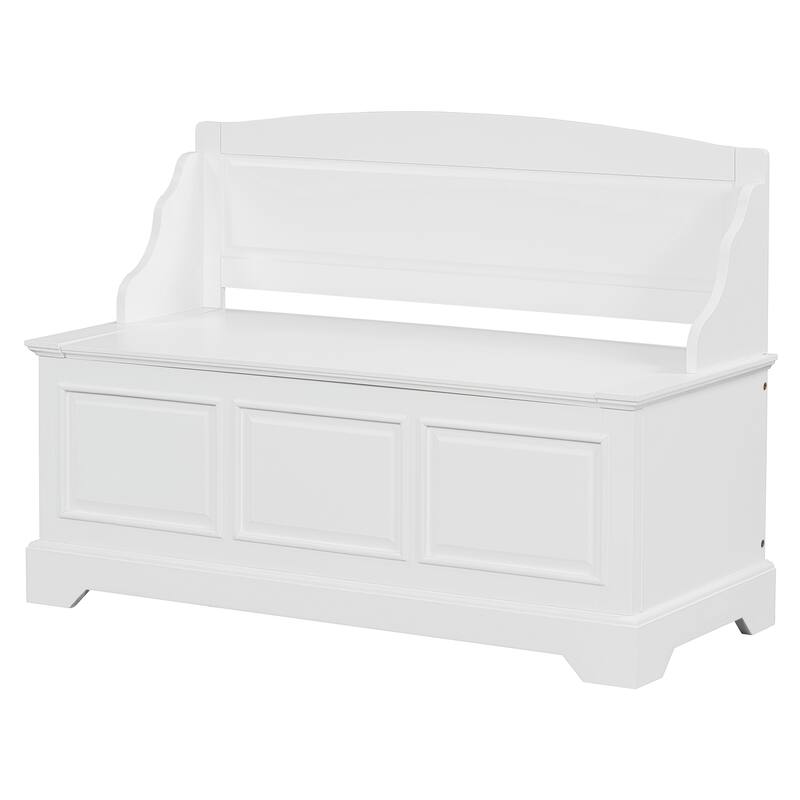 Shoe Storage Bench Wooden Entryway Bench with Linen Cushion