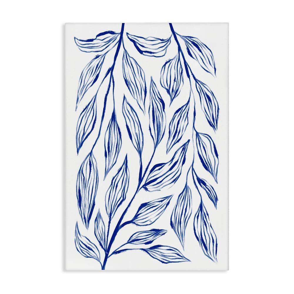 Stupell Simple Blue Leaves on White Canvas Wall Art Design By Martina Pavlova