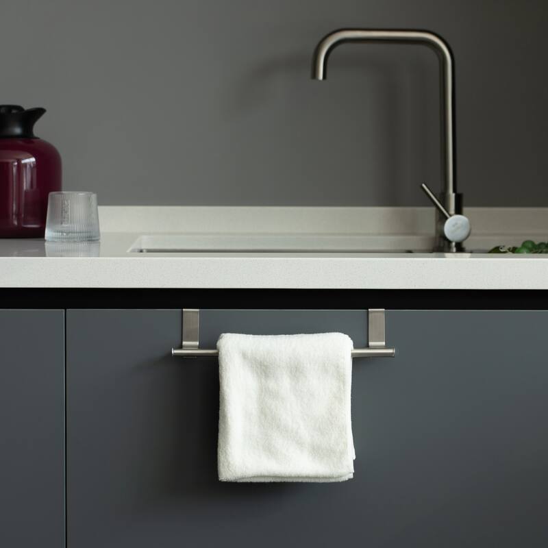 Chrome Over the Door Extendable Towel Holder Rack for the Kitchen, Vanity, and Bathroom