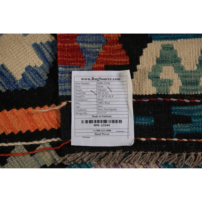 All-Over Kilim Oriental Large Rug Flatweave Wool Carpet - 10'4"x 15'10"