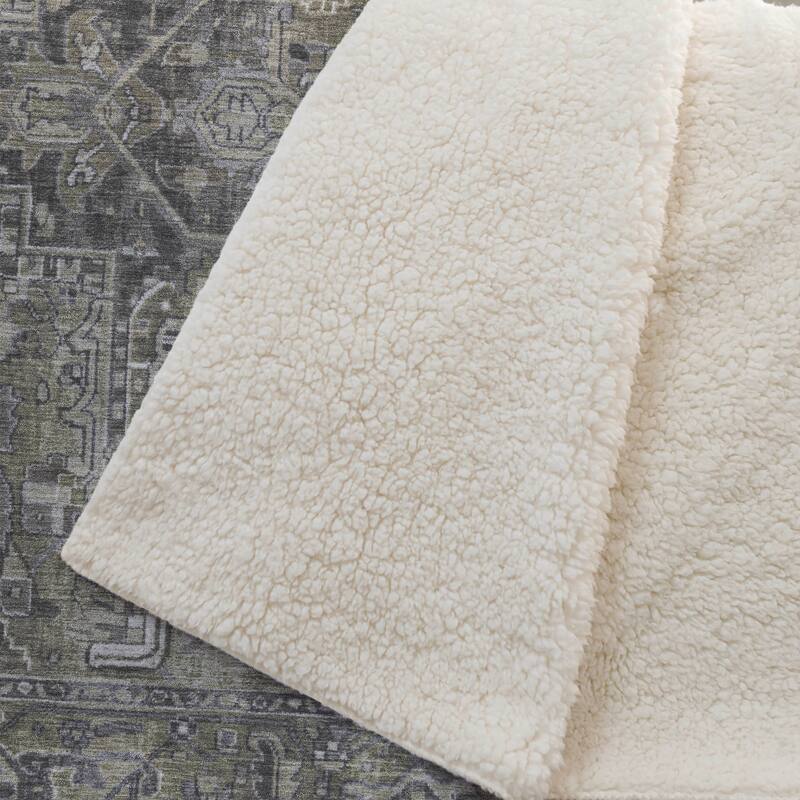 Premium Machine Washable Traditional Persian Sherpa Throw Blanket