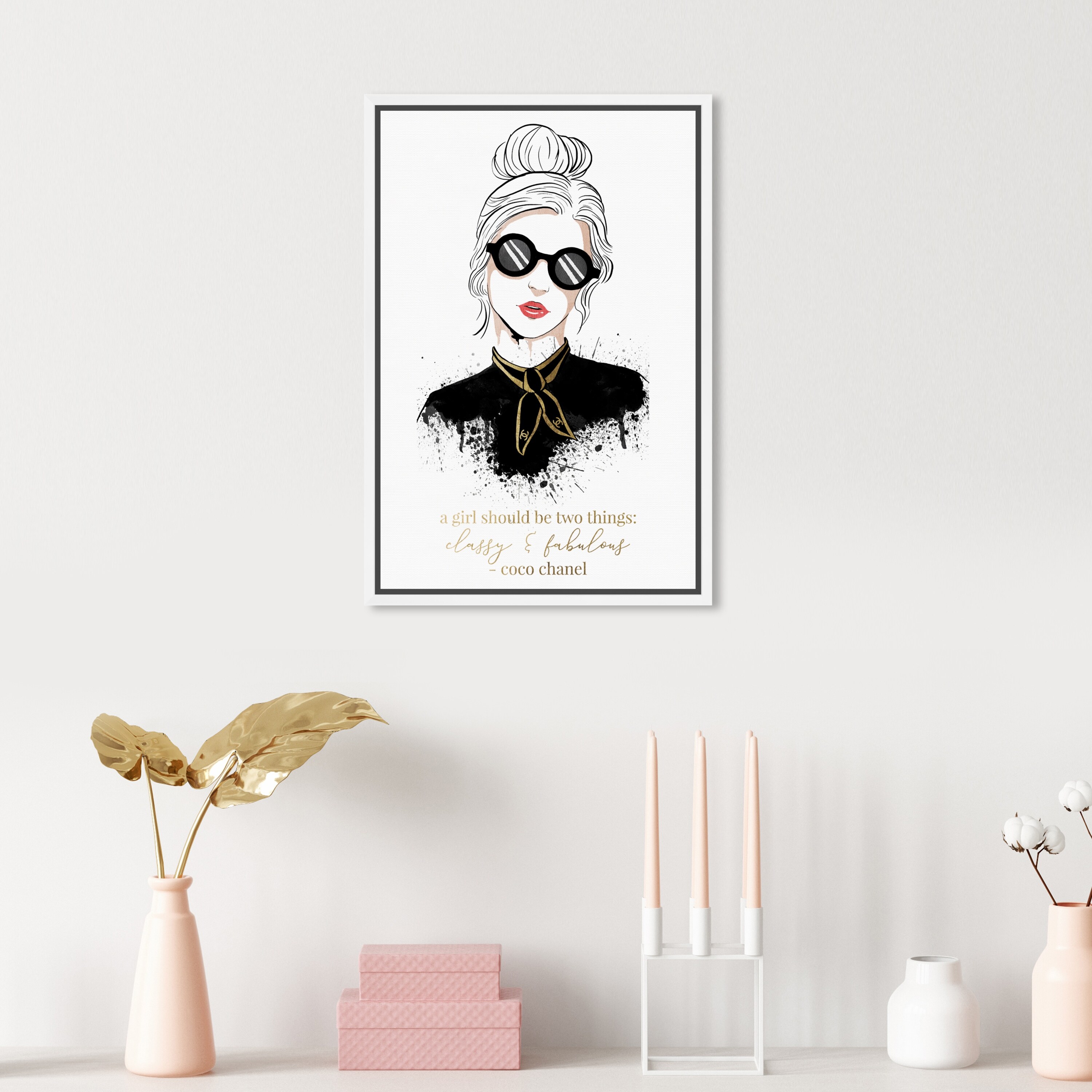 Oliver Gal 'Classy and Fabulous Paris Woman' Fashion and Glam Wall Art  Framed Canvas Print Outfits - Gold, Black - Bed Bath & Beyond - 32481375