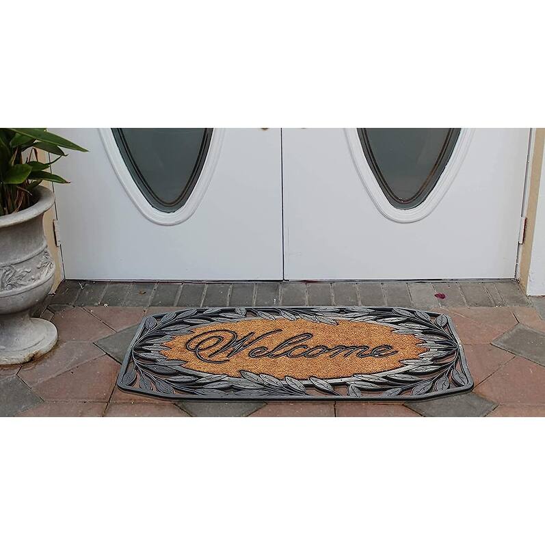 A1HC Rubber/ Coir Brush Welcome Doormat 23" X 38", Mesh Border