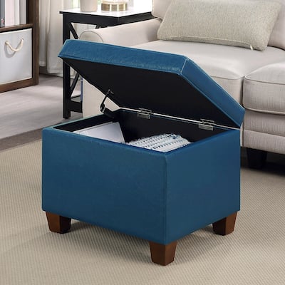Elegant Storage Ottoman with Upholstered Seat and Concealed Storage Perfect for Organizing Small Living Spaces
