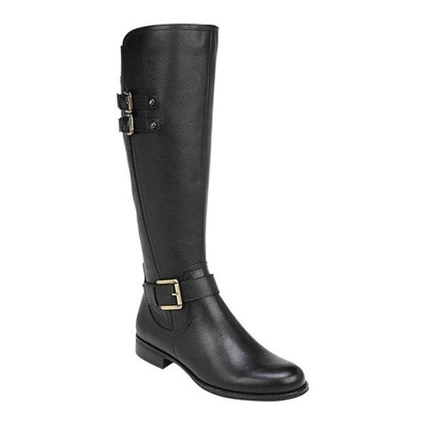Shop Naturalizer Women&#39;s Jessie Wide Calf Riding Boot Black Leather - On Sale - Free Shipping ...