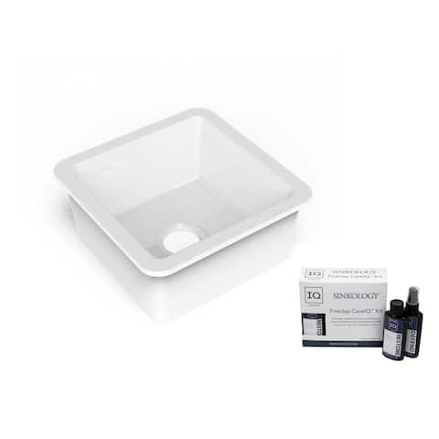 Eden Undermount Fireclay 18.1 in. Single Bowl Bar Prep Sink in Crisp White with Care IQ Kit