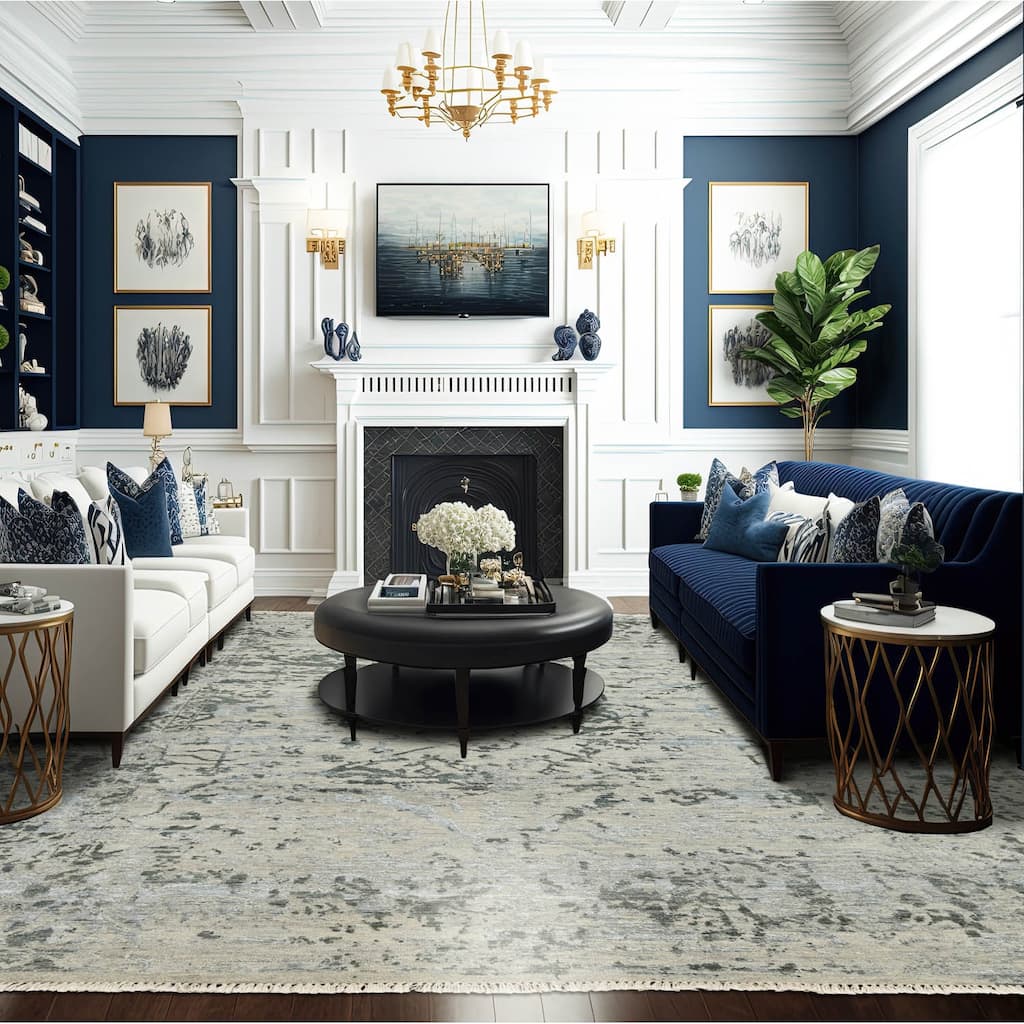 LoomBloom Beige Transitional Turkish Oushak Wool Oriental Area Rug - 7' 8'' x 9' 10''