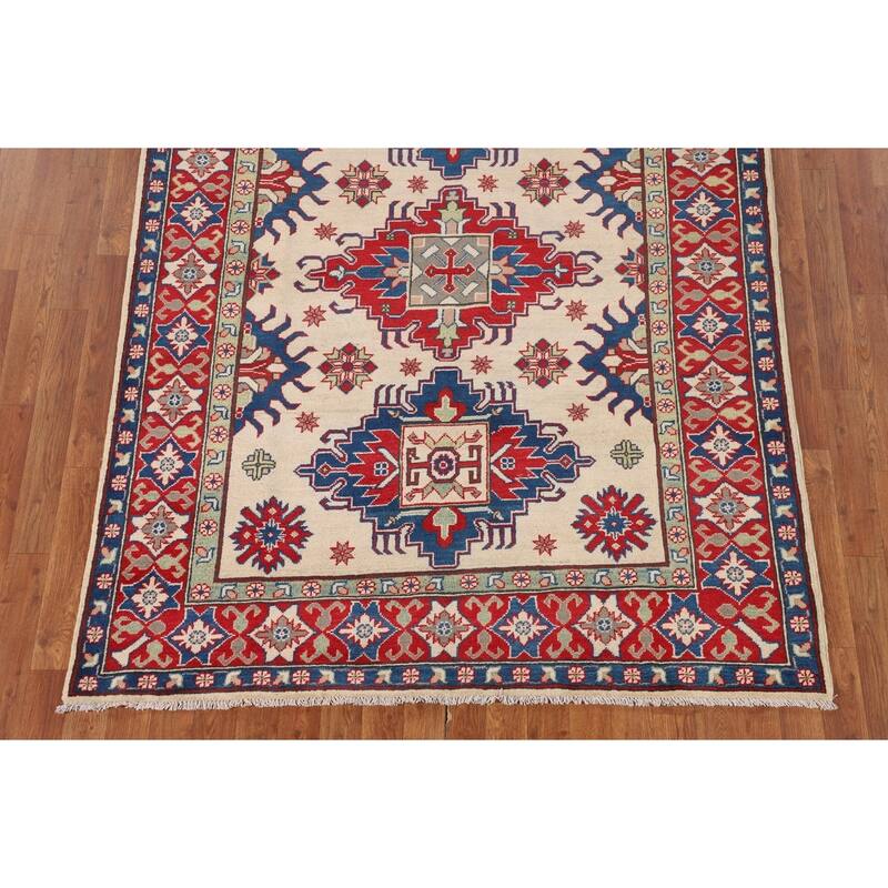Kazak Area Rug Hand-Knotted Dining Room Wool Carpet - 5'0" x 6'8"