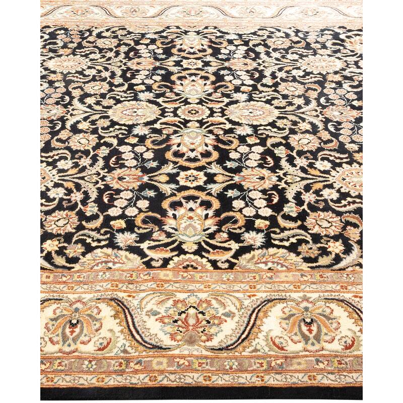 Overton Hand Knotted Wool Traditional Oriental Black Area Rug - 6' x 9'