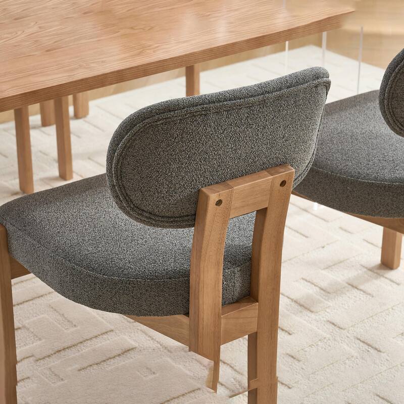 Wooden Dining Chairs Set of 2, Modern Fabric Upholstered Dining Room Chair