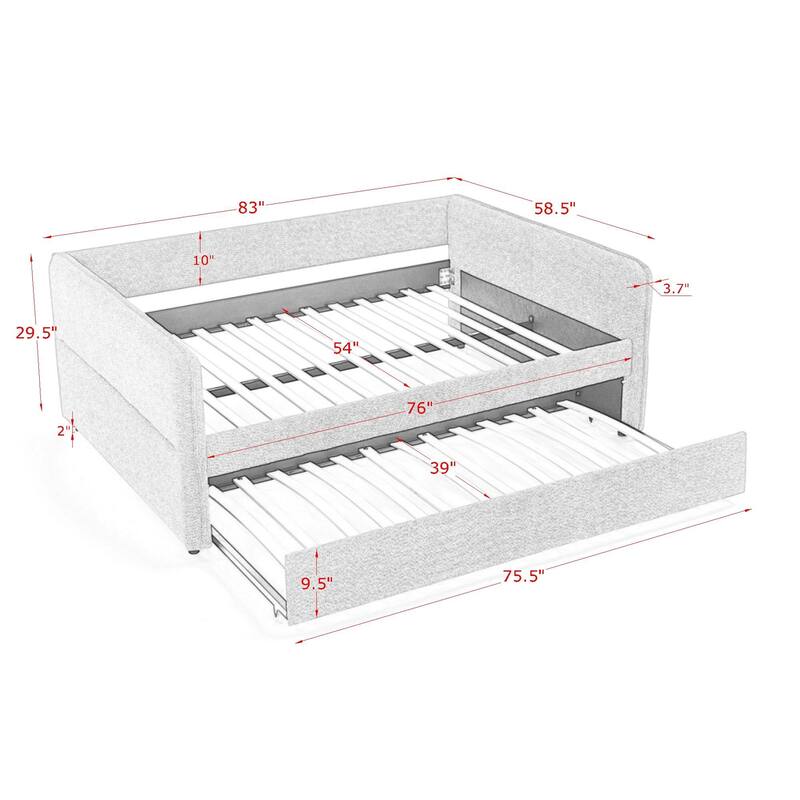 Daybed with Trundle Upholstered Tufted Sofa Bed