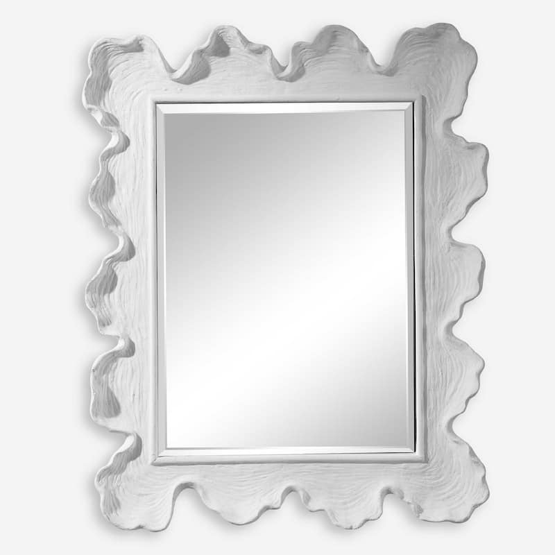 sea coral beveled rectangular wall mirror 34" white and clear